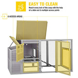 Aivituvin 78in Large Wooden Chicken Coop Outdoor Poultry Cage, Chicken House Hen Coop w/Ramps, Run, Nesting Box (Grey) Aivituvin