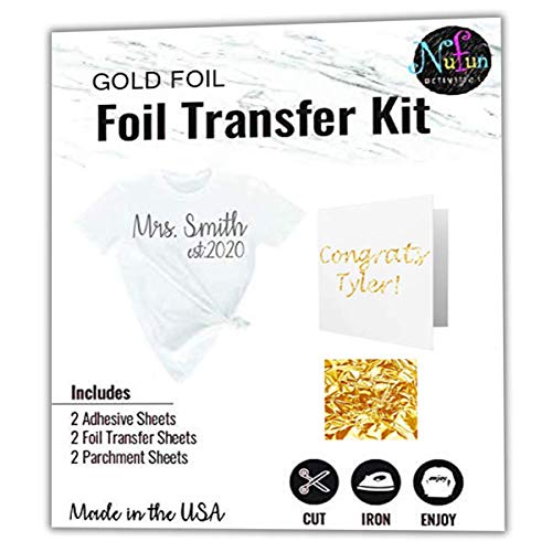 Nufun Activities Foil Transfer Sheets 8.25" x 11" Kits for Arts and Crafts Gold - WoodArtSupply