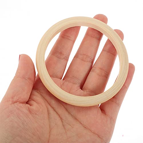 10pcs Wood Bangle Bracelets Unfinished Natural Round Wooden Ring for DIY Craft Project Making Yardwe