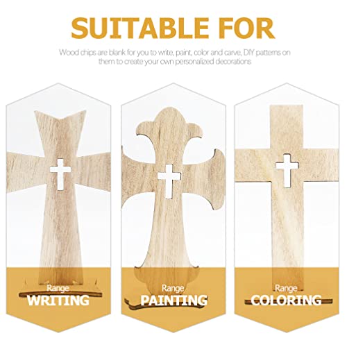 SEWACC 30pcs Unfinished Wood Cross Cutout Blank Wood Cross Pieces Table Signs for DIY Art Crafts Projects School Church Home Decoration
