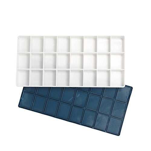 Honbay 24 Compartments Plastic Paint Palette Paint Tray with Soft Lid for Watercolors, Gouache, Acrylic and Oil Paint - WoodArtSupply