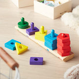 Melissa & Doug Stack and Sort Board - Wooden Educational Toy for age 2+ years With 15 Solid Wood Pieces Melissa & Doug
