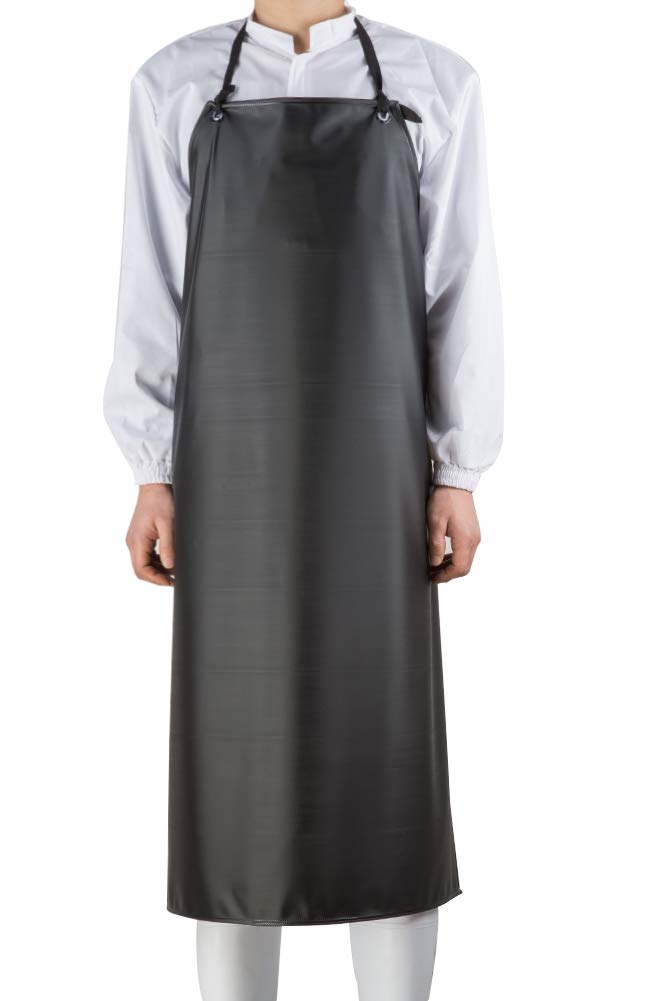 ETBOL Chemical Resistant Vinyl Apron - Black Plus Size Unisex PVC Aprons for Dishwashing,Dog Grooming,Gardening,Fish Cleaning,Lab Work ETBOL