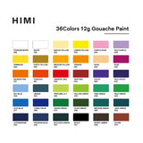 HIMI Gouache Paint Set，Art Supplies for Professionals，36 Colors 12g，Paint for Canvas and Paper HIMI