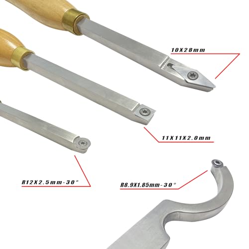 FOXBC Carbide Tipped Wood Turning Tools Set For Turning Pens or Small to Mid-Size Project, Diamond Shape, Round, Square, Swan Neck Hollowing Tools - WoodArtSupply