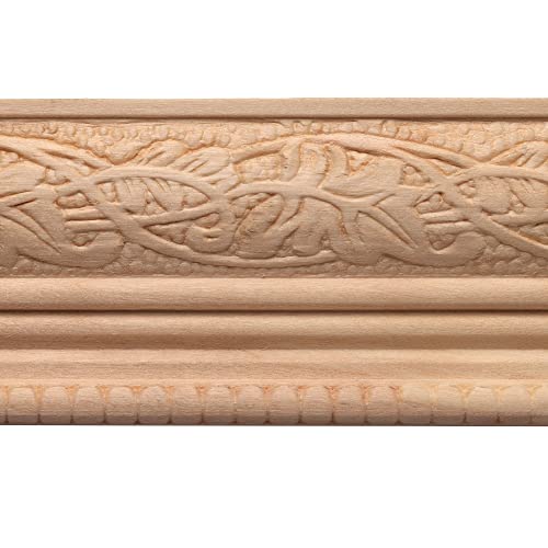 1825-4FTWHW Unfinished White Hardwood Leaf & Ball Chair Rail Moulding ORNAMENTAL