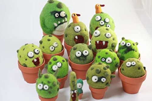  Woolbuddy Needle Felting Kit, Cactus Monster Felting Kit for  Beginner Adults, Kids Needle Felting Kit Succulent, 4 Felting Needles, Felting  Wool, Foam Pad, 2 Clay Pots and Photo Instructions : Arts