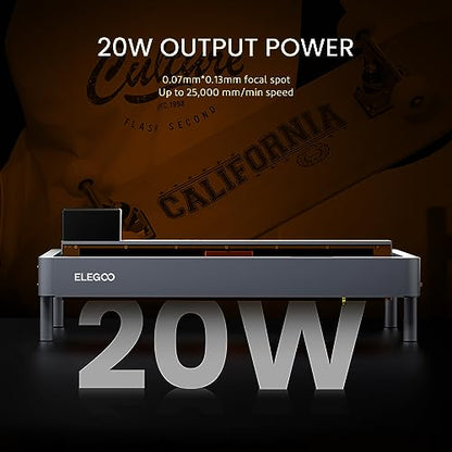 20W Output Power for ELEGOO PHECDA Laser Engraver,25000mm/min Engraving Speed, App Control, Laser Cutter and Engraver Machine for DIY Wood, - WoodArtSupply