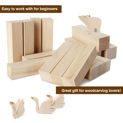 RHBLME 8PCS Basswood Carving Blocks, 6.0in x 1.5in x 1.5in Unfinished Wood Blocks for Carving, Wooden Carving Blocks Cubes Soft Solid Kit, Great for