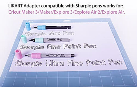 Pen Adapter Set for Cricut Maker 3/Maker/Explore 3/Air 2/Air, 6 Pack Pen Holders Compatible with Sharpie Fine Point Markers/Ultra Fine Point LIKART