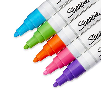 SHARPIE Oil-Based Paint Markers, Medium Point, Bright Colors, 5 Count - Great for Rock Painting - WoodArtSupply