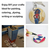 50Pcs Round Wood Circles with Keychain,Blank Round-Shaped Wooden Keychain Set with 50Pcs Wood Blanks,50 Pcs Keychain Rings with Chain,50Pcs Open Jump QMTSINEW