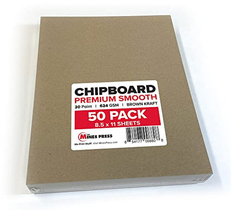 Chipboard Sheets 8.5 x 11 inch - 50 Sheets of 30 Point Brown Kraft Paper Board Compatible with Cricut Machine WoodArtSupply