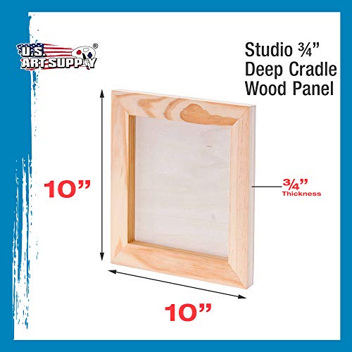 U.S. Art Supply 10" x 10" Birch Wood Paint Pouring Panel Boards, Studio 3/4" Deep Cradle (Pack of 4) - Artist Wooden Wall Canvases - Painting U.S. Art Supply