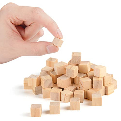 Wooden Cubes 1cm Small Wood Blocks for Crafts 2/5 inch Unfinished Natural Wood Square Block for DIY Projects and Puzzle Making (350PCS)