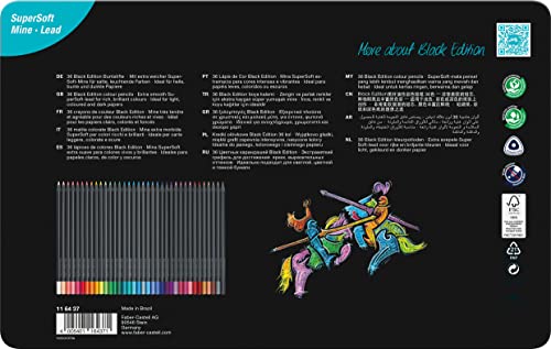 Faber-Castell Colouring Pencils Black Edition, tin of 36 tin of 12 Faber-Castell