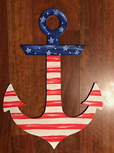 Anchor Cutout Unfinished Wood Nautical Beach House Decor Ocean Door Hanger MDF Shape Canvas Style 1 (18") Diverse Woodworking