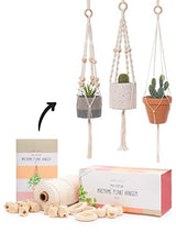 Macrame Kit - Makes 3 Macrame Plant Hangers with Easy To Follow Instructions for Adult Beginners - Includes 109 Yards 3mm Cotton Macrame Cord, Aesthetic Creative