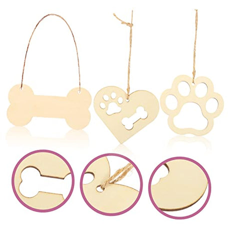 ABOOFAN 1 Set DIY Creative Wood Chips Gift Label Gift Decorative Label Unfinished Wooden Plain Wood Cutouts Blank Wooden Plaque Wooden Gift Ornaments ABOOFAN