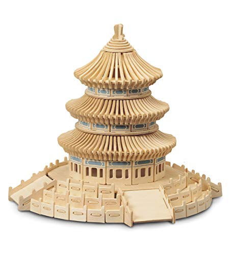 Puzzled 3D Puzzle Temple of Heaven Wood Craft Construction Model Kit, Educational DIY Wooden Toy Assemble Model Unfinished Crafting Hobby Puzzle to - WoodArtSupply