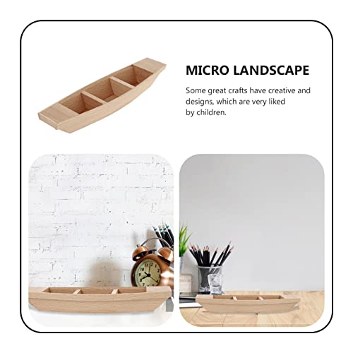 TOYANDONA Wooden Boat Unfinished Wood Boat Canoe Craft Toy Boat Model for Kids Gift Home Office Decoration DIY Project Painting Art TOYANDONA