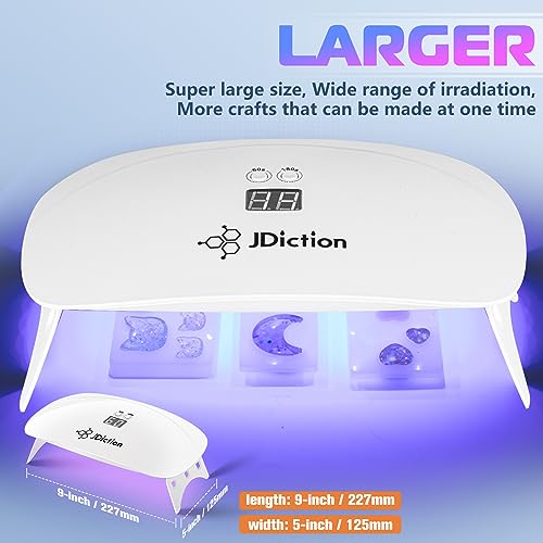 JDiction UV Light for Resin, Super Large UV Resin Light with LED Display Screen, Higher Power Lightweight Portable UV Lamp for UV Resin, Jewelry JDiction