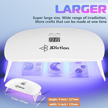 JDiction UV Light for Resin, Super Large UV Resin Light with LED Display Screen, Higher Power Lightweight Portable UV Lamp for UV Resin, Jewelry - WoodArtSupply