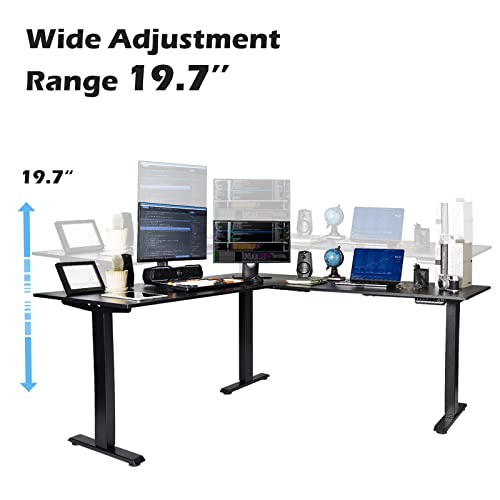 OUTFINE L Shaped Triple Motor Height Adjustable Standing Desk Electric Triple Motor Home Office Stand Up Computer Workstation OUTFINE