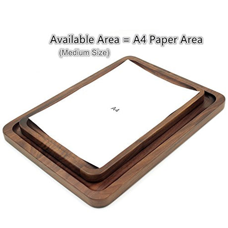 Bamber Wood Rectangular Serving Trays, Medium, Black Walnut, 13.4 x 9 Inches Bamber