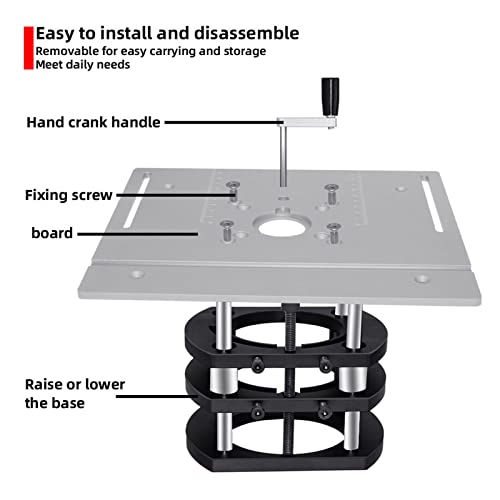 Router Lifting Platform, 4 Jaw Metal Milling Table Lift System Router Table Lifting System Base for 64-66mm Diameter Motors Luqeeg