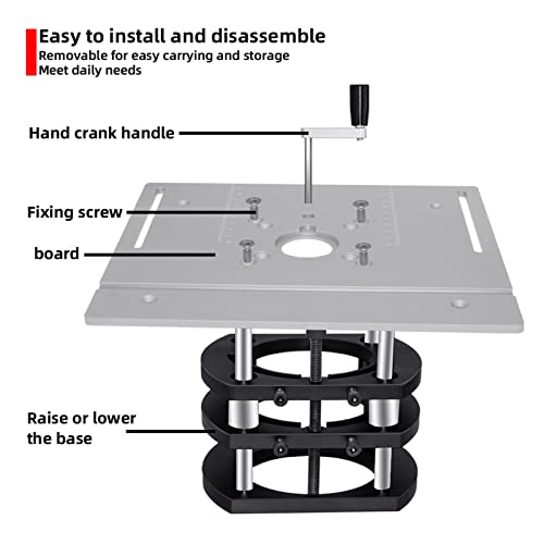 Router Lift Base, Aluminum Alloy Stainless Steel 4 Jaw Clamping, Router Table Lifting System Base, for Small Trimming Machines, Small Gong Machine
