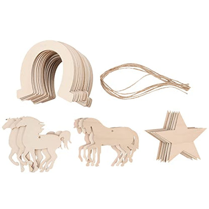 COHEALI 36pcs Horseshoe Chips Unfinished Wooden Cutouts Unfinished Wood Supplies & Materials Horse Shoes Wood Gift Label Kids Crafts Horse Wood
