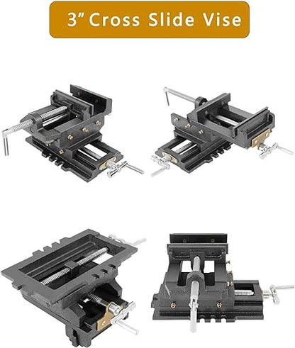 𝟑" Cross Slide Vise Drill Press Milling Vises, 3 in Jaw Width, 2.6 in Max Jaw Opening, 𝐗-𝐘 Compound Bench Mount Clamp Machine Vice Holder Clamping - WoodArtSupply