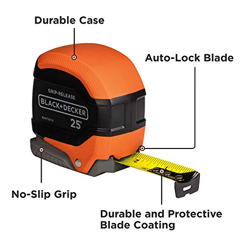 beyond by BLACK+DECKER Tape Measure, Grip Release, Autolock & Self Lock, 25-Foot (BDHT36725AP) - WoodArtSupply