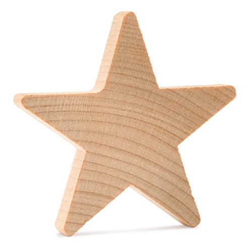 Wood Star Cutouts 1-1/2 inch by 3/16 inch, Pack of 100 Wooden Stars for Crafts, Christmas, and July 4th, by Woodpeckers Woodpeckers