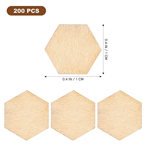 MAGICLULU 200 Pcs Unfinished Wood Hexagon Pieces Unfinished Wood Cutout Hexagon Shape Hexagon Blank Unfinished Wood Slices for Craft DIY Projects