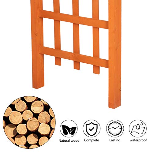 VINGLI 85in Wooden Arbor, Wedding Arch for Ceremony, Wood Trellis for Plant Climbing, Christmas Decor Pergola for Garden Backyard, Lawn (Teak) VINGLI