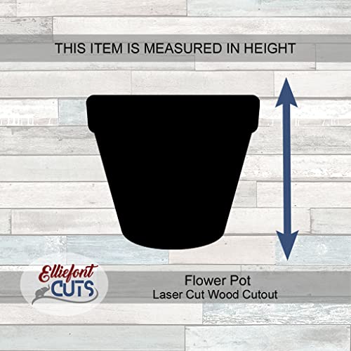 Flower Pot Wood Cutouts for crafts, Laser Cut Wood Shapes 5mm thick Baltic Birch Wood, Multiple Sizes Available Elliefont Styles