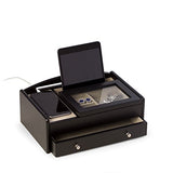 Bey-Berk Custom Personalized Solid Wood Valet Organizer with Large Smartphone and Tablet Charging Station Bey-Berk