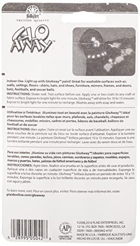 Plaid Glo-Away Washable Acrylic Paint (4-Ounce), 5042 Glow-in-the-Dark White Plaid