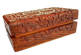 Ajuny Handcarved Wooden Decorative Treasure Chest Box Tree Pattern - Multipurpose Use As Jewelry Storage, Watch Box, Great for Gifts - Brown, 8X5 Ajuny