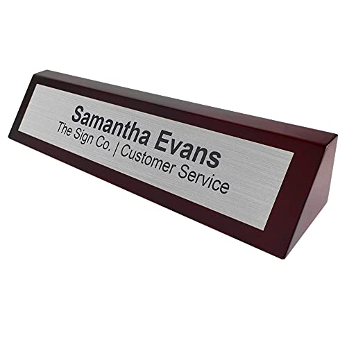 Engraved Professional Desk Name Plate with rosewood finish 8" or 10" THE SIGN CO.