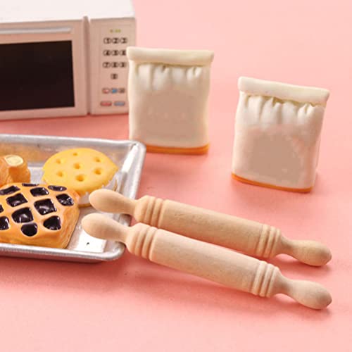 10pcs Wooden Miniature Rolling Pin Doll House Rolling Pole Rolling Pin Models Wood Handle Rolling Pin Mini House Props for Crafts, Doll Houses… Zerodeko