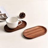 Mini Serving Tray for Jewellery Key Coin Set of 2, Oval Natural Wood Dessert Cup Tray, Small Wooden Cheese Plate, Tableware Decorative Tray (2) BWRMHME