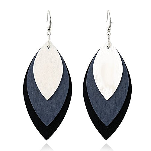 30PCS Leaf Shape Unfinished Wood Earring Blanks Pendant Laser Cut Wood Shapes (Natural, 50mm, 40mm, 30mm) NUORUI