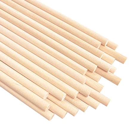 KTOJOY 25PCS Dowel Rods Wood Sticks Wooden Dowel Rods - 1/4 x 12 Inch Precut Dowels for Crafting, Hardwood Dowel Rod Assortment, Wooden Rod Sticks KTOJOY