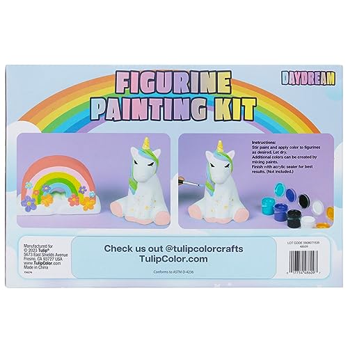 TULIP All-in-One Daydream 2 Figure Ceramic Painting Kit, Unicorn & Rainbow Value Pack, 2 Paint Your Own Figurines 12 Paints, 2 Paintbrushes, Kids TULIP