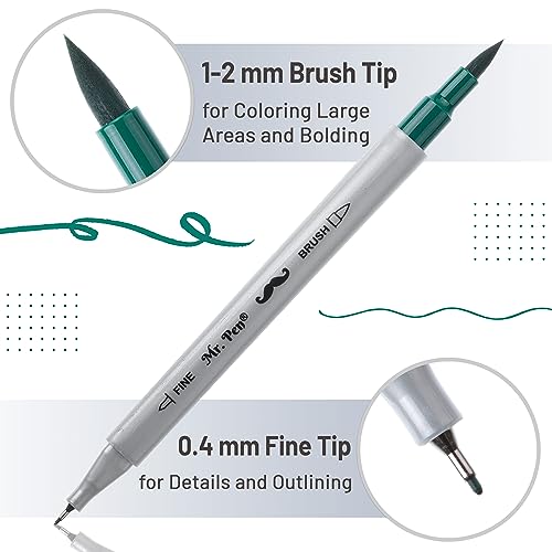 Mr. Pen- Dual Tip Brush Pens, 12 Colors, Art Markers for Kids Adults Coloring Mr. Pen