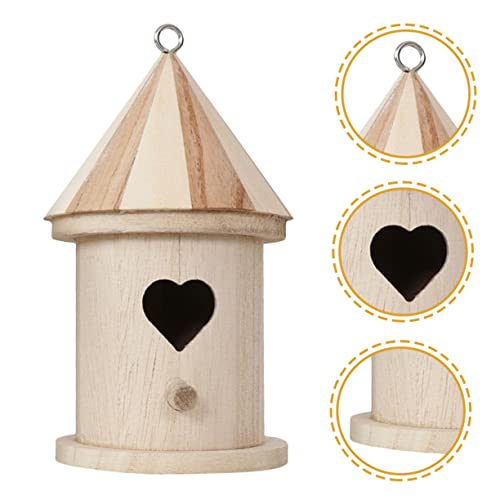 Yardwe 2pcs Bird Nest Unfinished Wood Bird House Bird Houses for Outside Finch Bird Feeder Birdhouse Wood Hanging Bird Water Feeder Outdoor Gardening