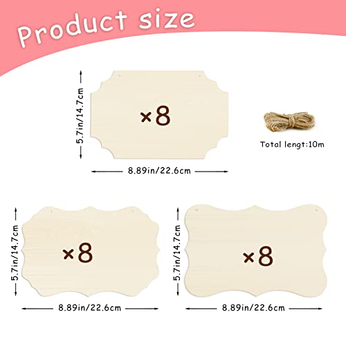FSWCCK 24 Pieces Unfinished Hanging Wood Sign Blank with Ropes, Rectangle Blank Wood Sign Plain Hanging Craft Door Signs Wall Art Farmhouse Wooden FSWCCK